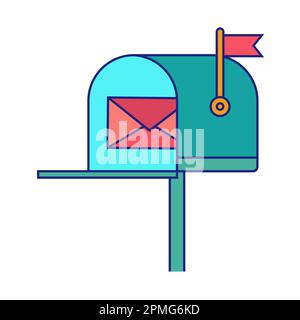 Mailbox Flat Icon Vector On White Background Stock Vector