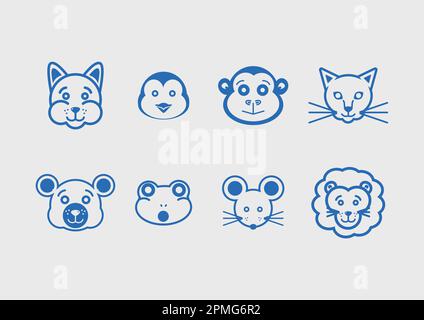 Face animals icon collection vector Stock Vector