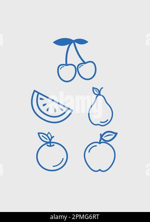 Set of fruits icon vector Stock Vector