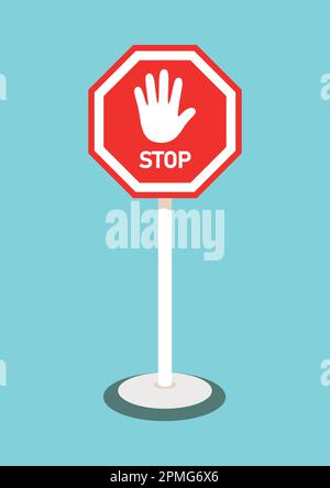 Stop Icon in Flat Style Vector Illustration Stock Vector