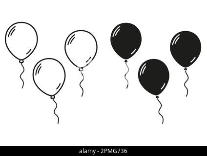 Black And White Balloons Icon Flat Design Vector Stock Vector