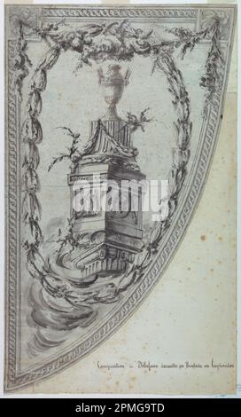 Drawing, Design for a panel; Designed by Jean-Charles Delafosse (French, 1734–1791); France; pen and ink, brush and wash on white paper; 62.7 × 37.7 cm (24 11/16 × 14 13/16 in.) Stock Photo