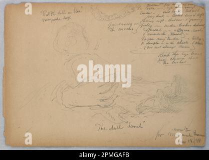 Drawing, Sketches for Portrait of Marguerite Burrows; Daniel Huntington (American, 1816–1906); USA; graphite on grey-brown paper; 25.4 × 35.6 cm (10 × 14 in.); Bequest of Erskine Hewitt; 1942-50-513 Stock Photo