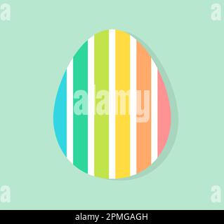Cute colorful Easter egg. Striped pattern on egg. Vector illustration. Stock Vector
