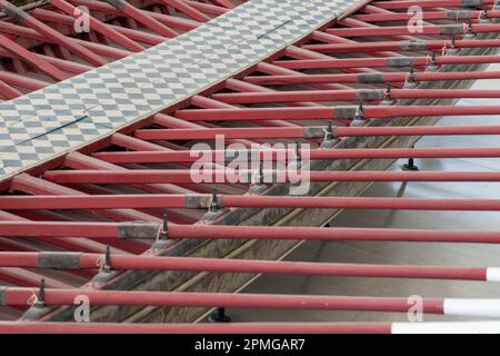 Antique boat oars from the time of the discoverers in Lisbon, Portugal Stock Photo