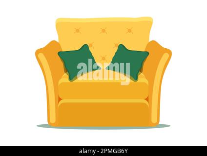 Armchair with two green pillows vector Stock Vector