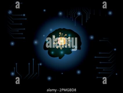 Artificial intelligence brain. Vector illustration of artificial intelligence Stock Vector