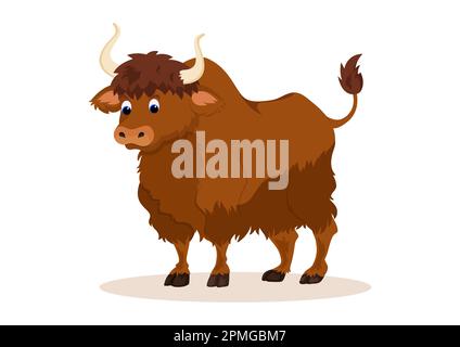 Bison Cartoon Character Vector Isolated On White Background Stock Vector