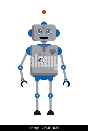 Artificial intelligence technology robot isolated on white background vector illustration Stock Vector