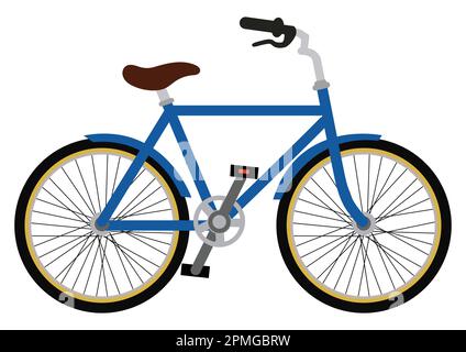 Blue City bicycle vector illustration. Bike isolated on white background Stock Vector
