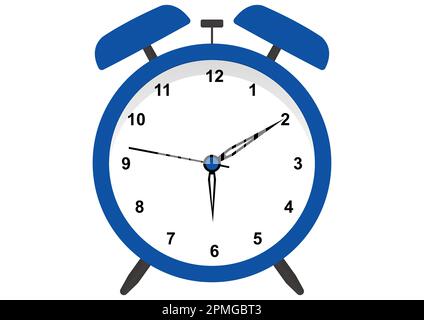 Blue alarm clock wake-up time in flat style Stock Vector