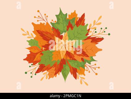 Autumn Fallen Leaves Decoration Background Stock Vector