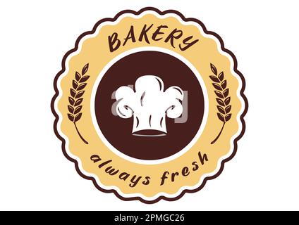 Bakery logo. Baker hat, wheat spice, flat logo Stock Vector