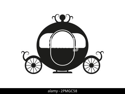 Black And White Princess Carriage Vector Clipart On White Background Stock Vector