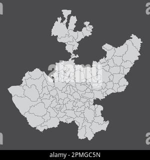 Jalisco administrative map isolated on dark background, Mexico Stock Vector