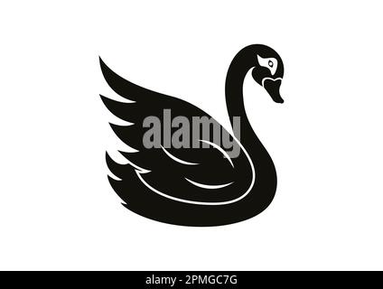 Black Swan Clipart Vector Flat Design Isolated On white Background. Black Swan Icon Stock Vector