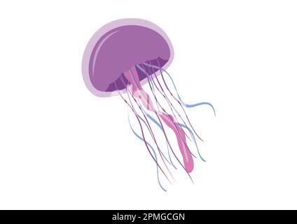 Cartoon jellyfish in flat style. Vector illustration of jellyfish isolated on white background Stock Vector