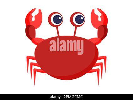 Cartoon Crab in flat style. Vector illustration of cancer isolated on white background Stock Vector