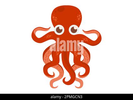 Cartoon Octopus Vector Graphics. Squid on white background Stock Vector