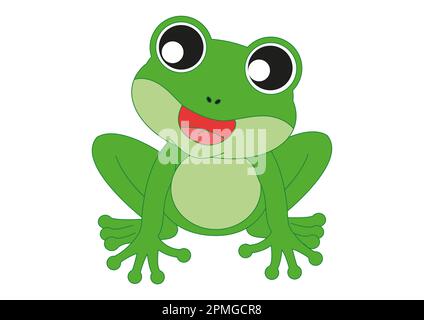 Cartoon Frog who sings. Vector Illustration of Green Frog Stock Vector
