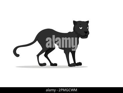 Cartoon black panther isolated on white background vector illustration Stock Vector