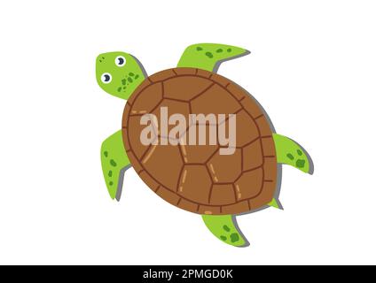 Cartoon Turtle in flat style. Vector illustration of turtle icon isolated on white background Stock Vector