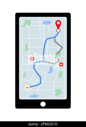 Car Map Direction Vector. City Navigation Driving Map Stock Vector