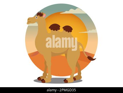 Cartoon camel isolated on white background.Vector illustration Stock Vector