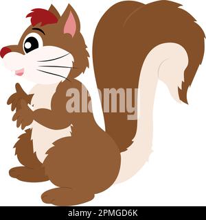 Cartoon cute squirrel. Vector illustration of squirrel Stock Vector