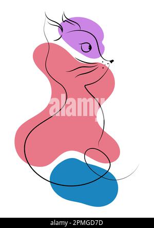 Cat line drawing minimal style. Minimalist abstract outline hand drawing style Stock Vector