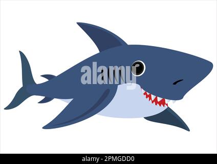 Cartoon Shark. Vector Illustration of Shark. Clipart Shark Stock Vector
