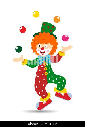 Cartoon Happy Clown. Vector Illustration of Clipart Clown Stock Vector