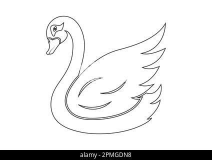 Coloring Page Of Swan Cartoon Character Stock Vector