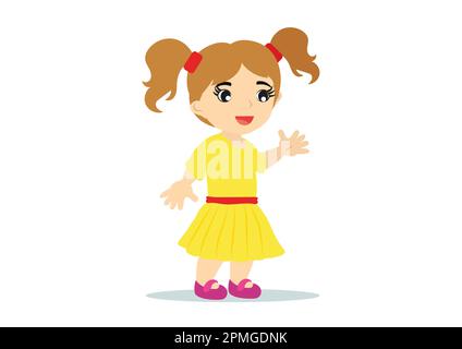 Clipart character of happy little girl Stock Vector