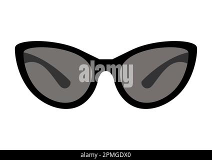 Cat eye sunglasses. Black lens sunglasses isolated on white background. Vector sunglasses Stock Vector