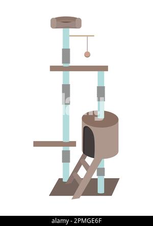 Cat Tree Tower Isolated On White Background Vector Illustration Stock Vector