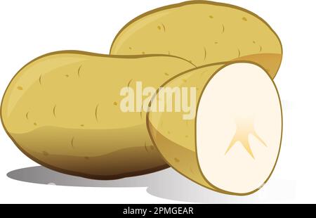 Clipart Vector Potatoes and half Potato Stock Vector