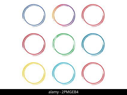 Colorful Painted Circles isolated on white background Stock Vector