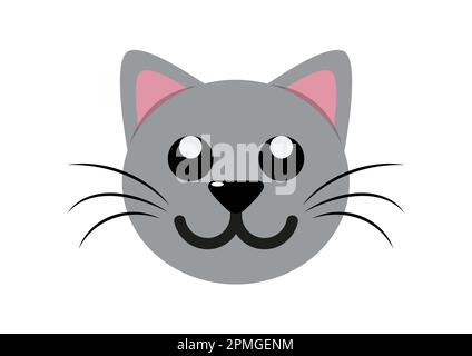 Cat Head Icon. Kitten Head Clipart Isolated On White Background Stock Vector