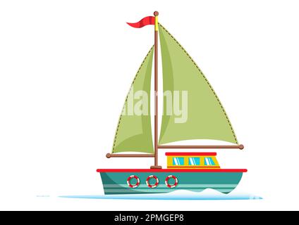 Clipart Boat In Flat Style Isolated On White Background Vector Illustration Stock Vector