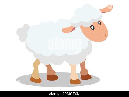 Flat vector design of cute sheep. Cartoon sheep isolated on white background Stock Vector