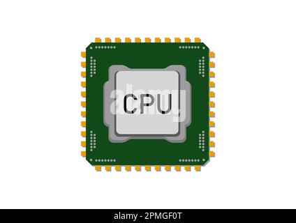 CPU processor clipart flat design on white background. Vector CPU icon Stock Vector