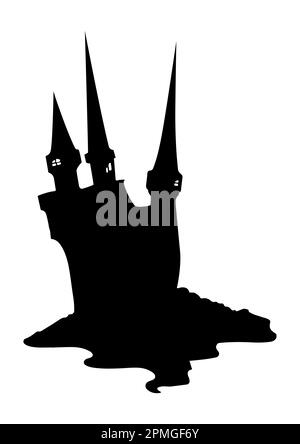 Dark scary castle in flat style isolated on white background vector illustration Stock Vector