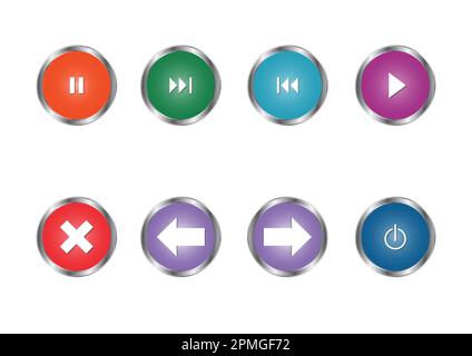 Different colors of round buttons for web or application Stock Vector