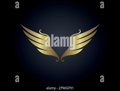Golden luxury wings mockup vector illustration. Golden mockup wings design Stock Vector