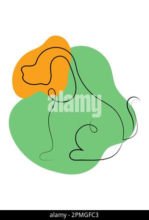 Simple single line drawing of a dog and kennel . Animal concept for ...