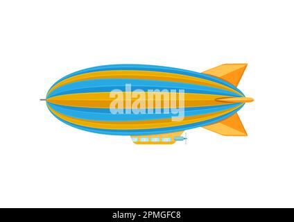Colorful Airship Vector on White Background. Vector Illustration of Zeppelin Blimp Stock Vector