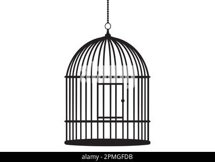 Empty birdcage. Cartoon Cage. Cage for Birds. Icon Stock Vector