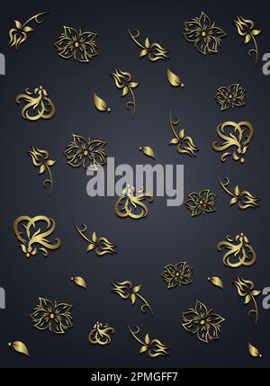 Golden Floral Pattern Design Vector Stock Vector