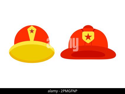 Flat illustration of firefighter helmet vector icon logo isolated on white background Stock Vector